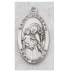 St. Joseph Medal - Sterling Silver - 1 Inch With 24 Inch Chain