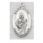St. Jude Medal - Sterling Silver - 7/8 Inch with 18 Inch Chain