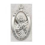 St. Lucy Medal - Sterling Silver - 7/8 Inch with 18 Inch Chain