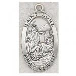 St. Luke Medal - Sterling Silver - 1 Inch With 24 Inch Chain