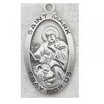 St. Mark Medal - Sterling Silver - 1 Inch With 24 Inch Chain