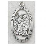 St. Matthew Medal - Sterling Silver - 1 Inch With 24 Inch Chain