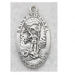 St. Michael Medal - Sterling Silver - 1 Inch With 24 Inch Chain