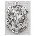 St. Michael Medal - Sterling Silver - 1 & 1/8 Inch With 24 Inch Chain