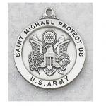 US Army Medal - Sterling Silver Military Medal With St. Michael The Archangel - 7/8 Inch with 24 Inch Chain