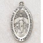 Miraculous Medal Sterling Silver Medal - 7/8 Inch with 18 Inch Chain