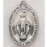Miraculous Medal Sterling Silver Medal - 1 Inch with 24 Inch Chain