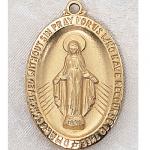 Miraculous Medal Gold Plated Medal - 1 Inch with 24 Inch Chain