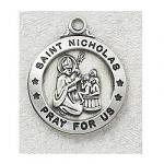 St. Nicholas Medal - Sterling Silver - 7/8 Inch with 20 Inch Chain