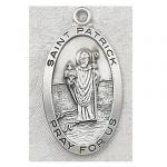 St. Patrick Medal - Sterling Silver - 1 Inch With 24 Inch Chain
