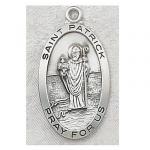 St. Patrick Medal - Sterling Silver - 1 Inch With 24 Inch Chain