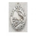St. Peregrine Medal - Sterling Silver - 7/8 Inch With 18 Inch Chain