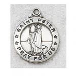 St. Peter Medal - Sterling Silver - 3/4 Inch with 20 Inch Chain