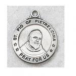 St. Padre Pio Medal - Sterling Silver - 3/4 Inch with 20 Inch Chain