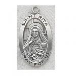 St. Rita Medal - Sterling Silver - 7/8 Inch With 18 Inch Chain