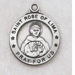 St. Rose of Lima Medal - Sterling Silver - 7/8 Inch with 20 Inch Chain