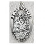 St. Sebastian Medal - Sterling Silver - 1 Inch with 24 Inch Chain