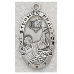 St. Stephen Medal - Sterling Silver - 1 Inch With 24 Inch Chain