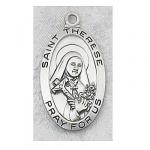 St. Therese Medals - Therese of Lisieux - Sterling Silver - 7/8 Inch With 18 Inch Chain
