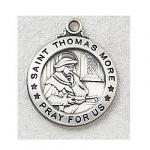 St. Thomas More Medal - Sterling Silver - 3/4 Inch with 20 Inch Chain