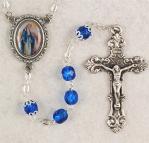 Our Lady of Grace Rosary - Blue Beaded With Photo  - Size 7MM