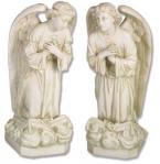 Sorrowful Kneeling Outdoor Garden Memorial Church Statues Set - 27 Inch Each - Antique Stone Looking Fiberglass