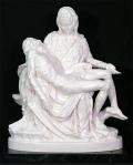 Pieta Statue - 14 Inch - Alabaster Statue on Marble Base